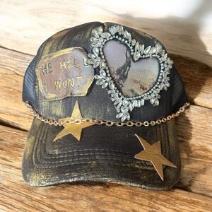Black and Gold Embellished Cap